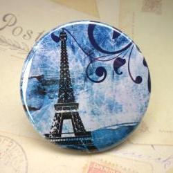 Pocket Mirror - Eiffel Tower Blue